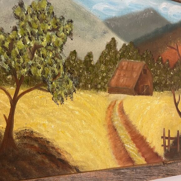 Rustic framed farmhouse mountains wall hanging artwork. - Picture 2 of 5